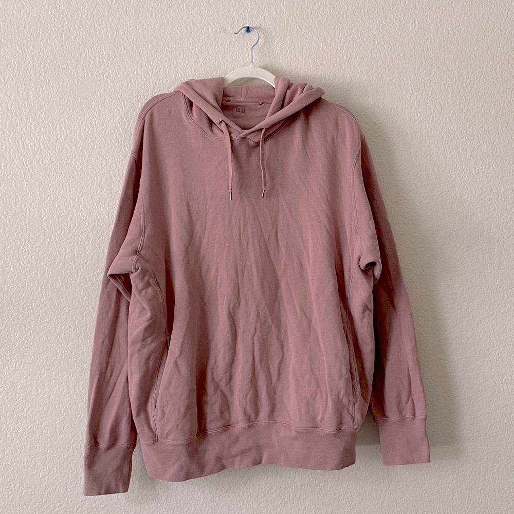 Uniqlo Washed Look Sweatshirt Long Sleeve Hoodie Mauve X-Large Coastal Beach